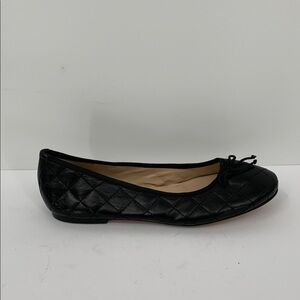 Bertuchi quilted ballet flat shoe black leather bow slip-on women Spain EUC 40 9